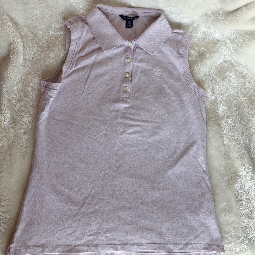 Tommy Hilfiger Sleeveless Polo Shirt | Lilac | Size L